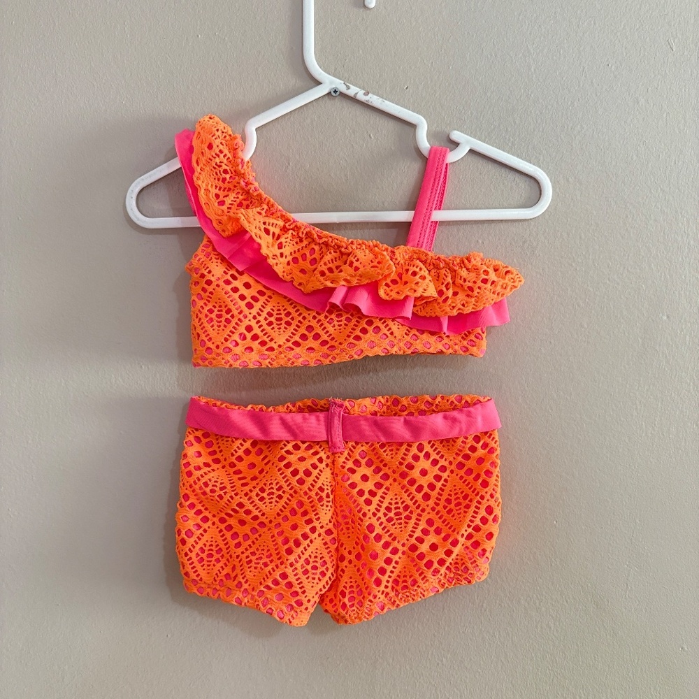 Kidgets Hot Pink & Neon Orange Crochet-Style Bikini Set – Girls Size 2T NWoT - Picture 10 of 15